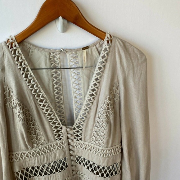 Free People Dress Women's 2 Think I Love You Crochet Macrame Sand Boho - Picture 3 of 11